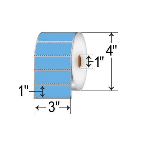 Barcodefactory 3x1  DT Label [Perforated, Blue] RD-3-1-1375-BL