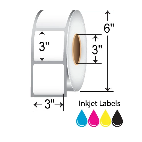 BarcodeFactory 3x3 Matte Inkjet Film Label [Non-Perforated, Freezer] L-IJ-BK331075R-36