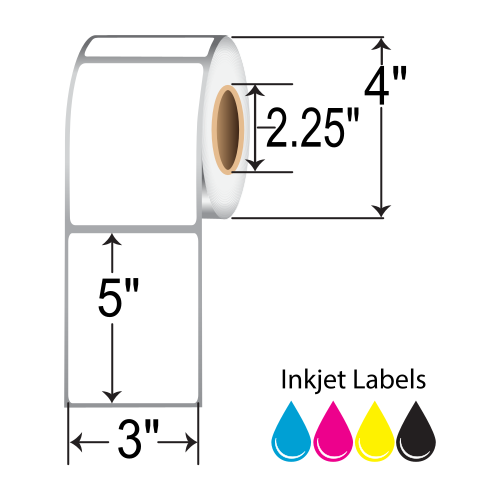 BarcodeFactory 3x5 Matte Poly Inkjet Label [Non-Perforated] ISP-3-5-180-225NP