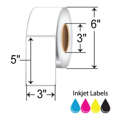 BarcodeFactory 3x5 Matte Inkjet Label [Non-Perforated, Freezer-Grade] L-IJ-BK35655R-36