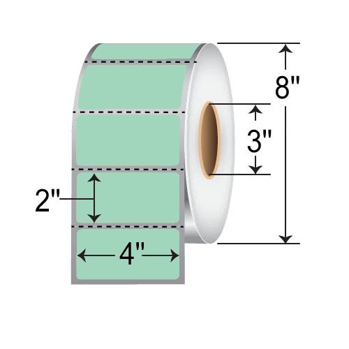 Barcodefactory 4x2  DT Label [Perforated, Green] RD-4-2-2900-GR