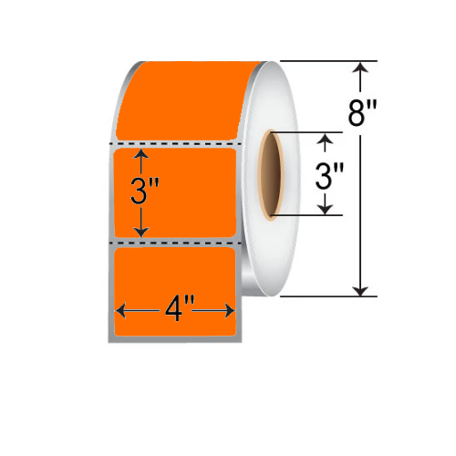 Barcodefactory 4x3  DT Label [Perforated, Orange] RD-4-3-1900-OR-B-ROLL