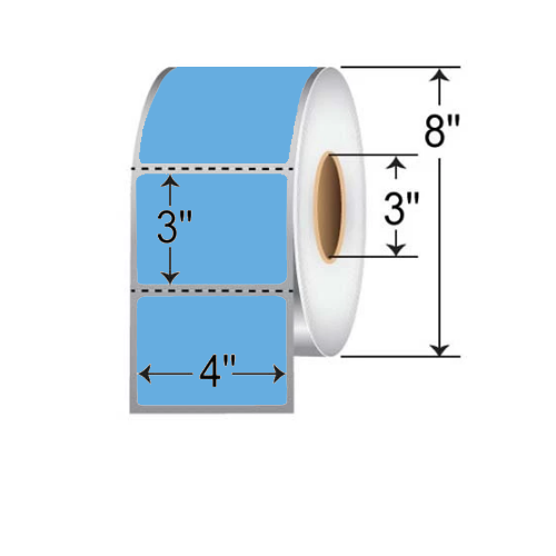 Barcodefactory 4x3  DT Label [Perforated, Blue] RD-4-3-1900-BL-B-ROLL