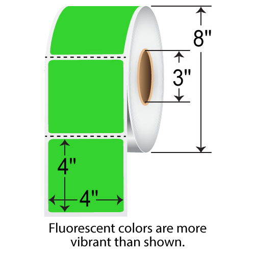 Barcodefactory 4x4  TT Label [Perforated, Fluorescent Green] TH44-1PFG