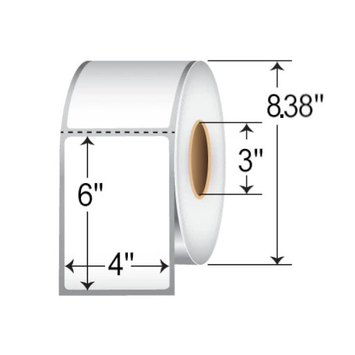 4 x 6, Thermal Transfer, Perforated, Roll, 3 Core, Coated