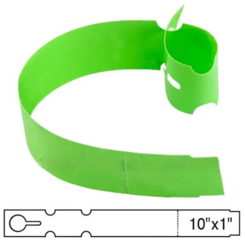 BarcodeFactory 10x1 Thermal Lime Tree Wrap Tags BAR-EP10X1X4P-LM