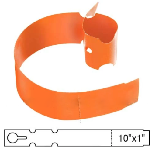 BarcodeFactory 10x1 Thermal Orange Tree Wrap Tags BAR-EP10X1X4P-OR